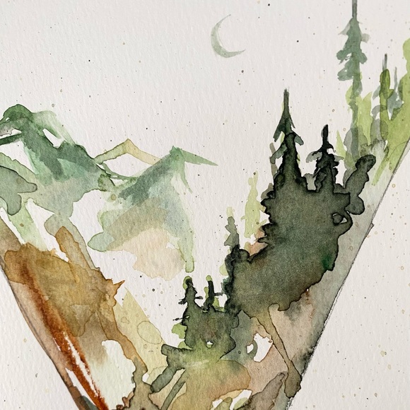 Watercolor Painting Print ⛰️🌙 - Picture 4 of 5